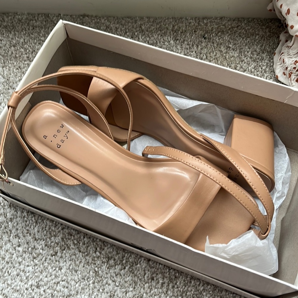 Tan strap heels